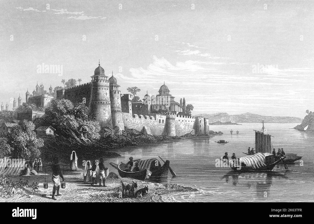 The Fort, on the banks of the Yamuna (formerly Jumna) river. Stock Photo