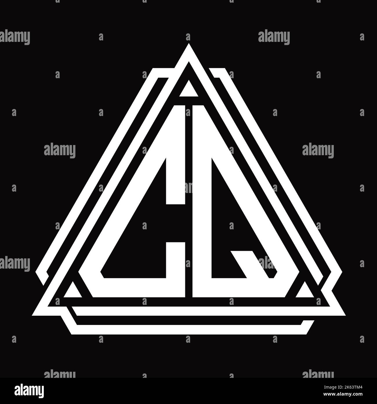 CQ Logo letter monogram with triangle shape design template isolated on ...