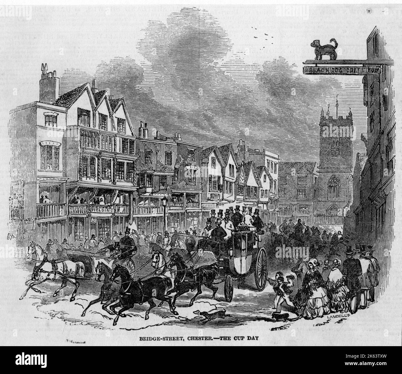 Bridge Street, Chester, Cheshire, on Cup Day a sporting occasion