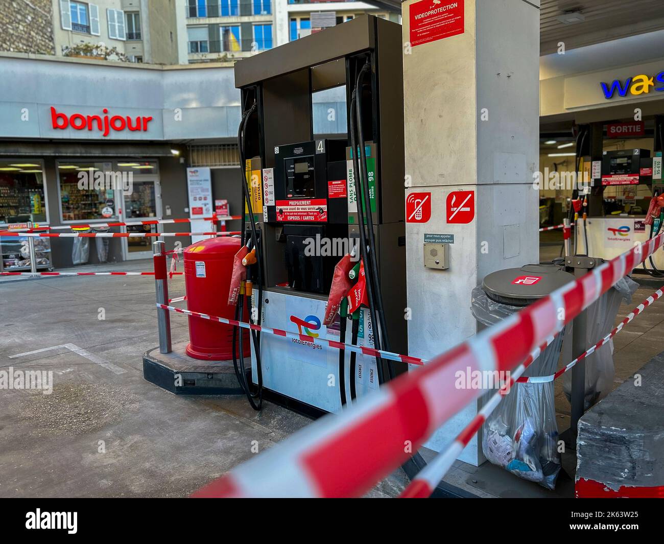 Paris, France, TotelEnergie Gas Station, CLosed due to Workers Strike