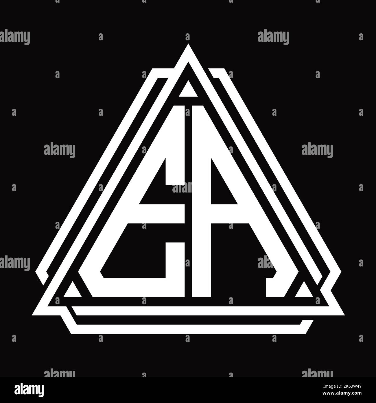 EA Logo letter monogram with triangle shape design template isolated on