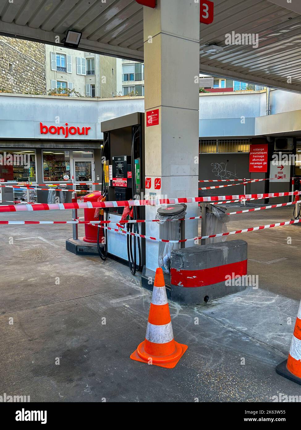 Paris, France, TotelEnergie Gas Station, CLosed due to Workers Strike