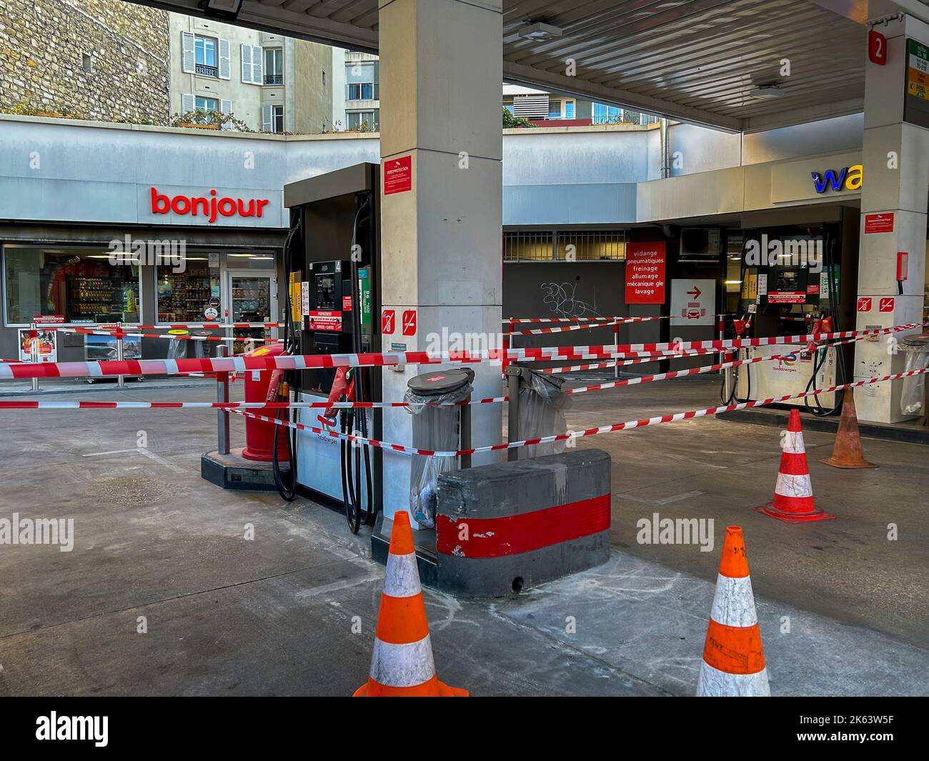 Paris, France, TotelEnergie Gas Station, CLosed due to Workers Strike
