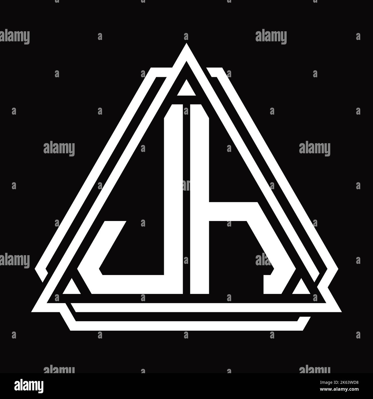 JH Logo letter monogram with triangle shape design template isolated on ...