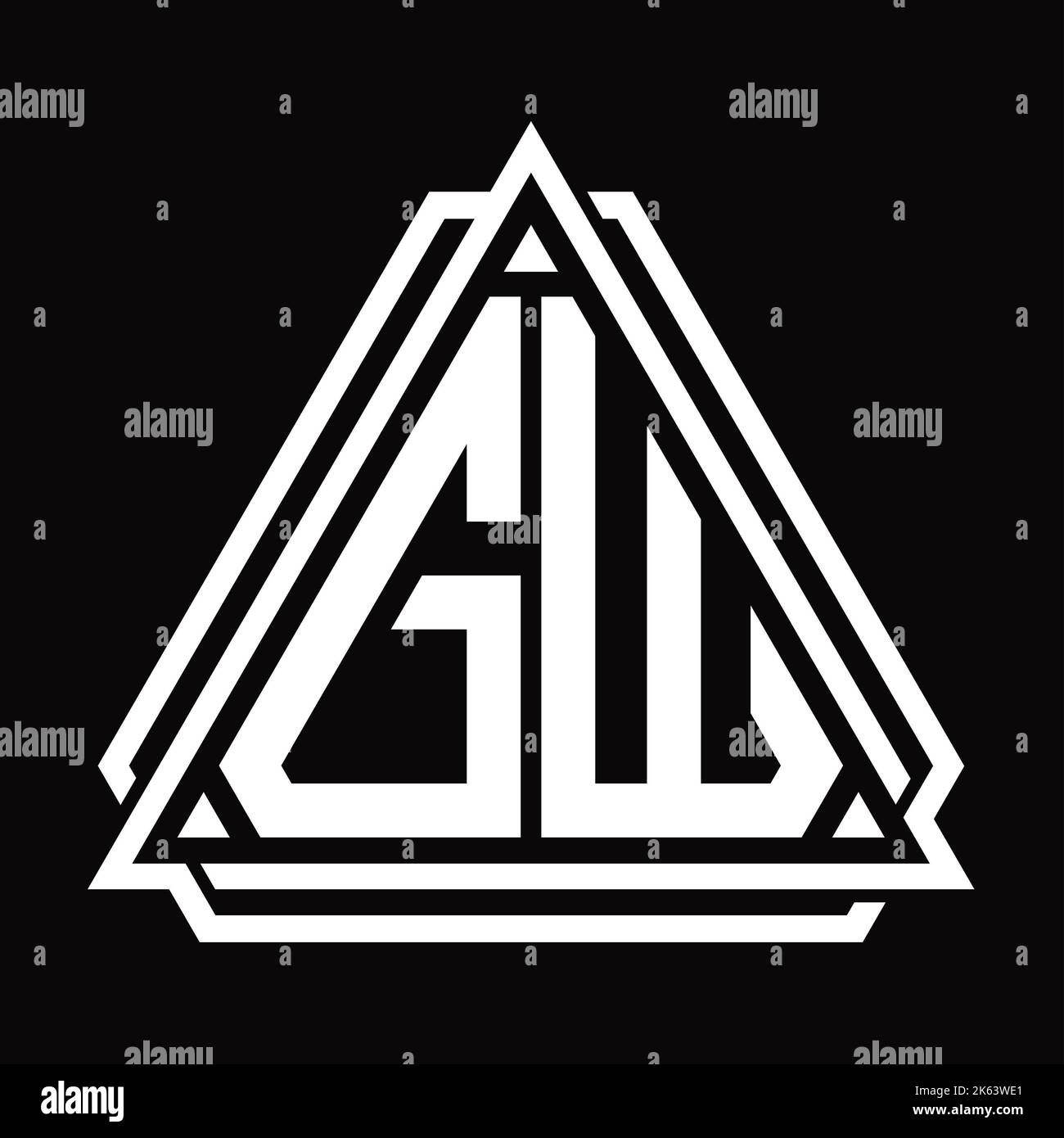 GW Logo letter monogram with triangle shape design template isolated on ...