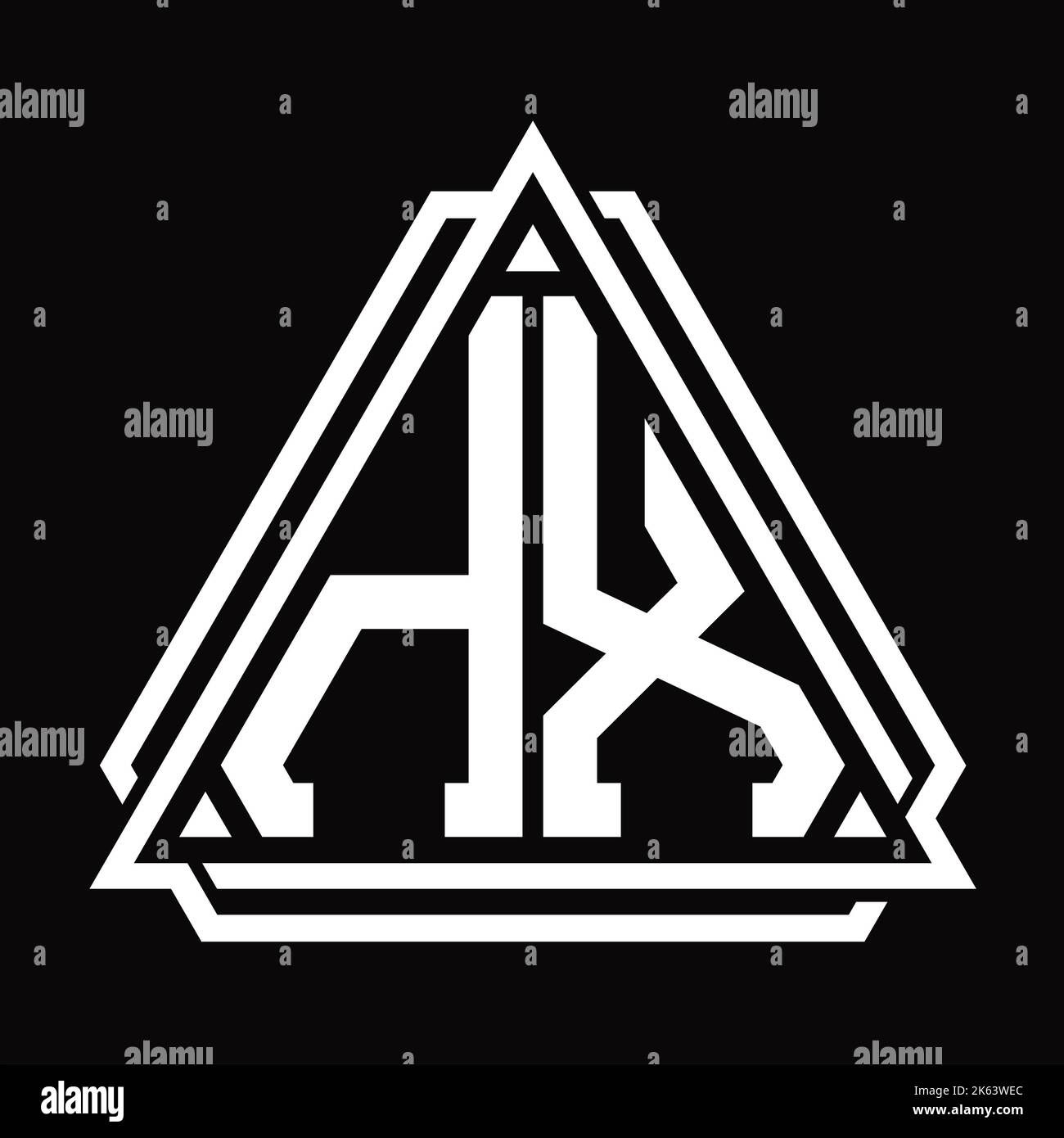 HX Logo letter monogram with triangle shape design template isolated on ...