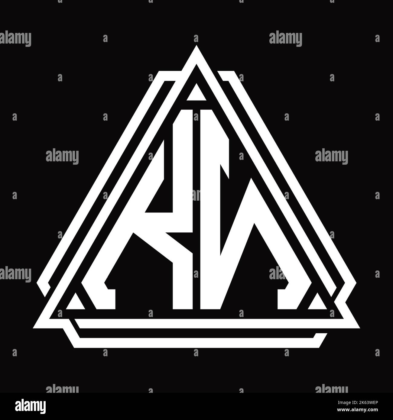 KN Logo letter monogram with triangle shape design template isolated on ...