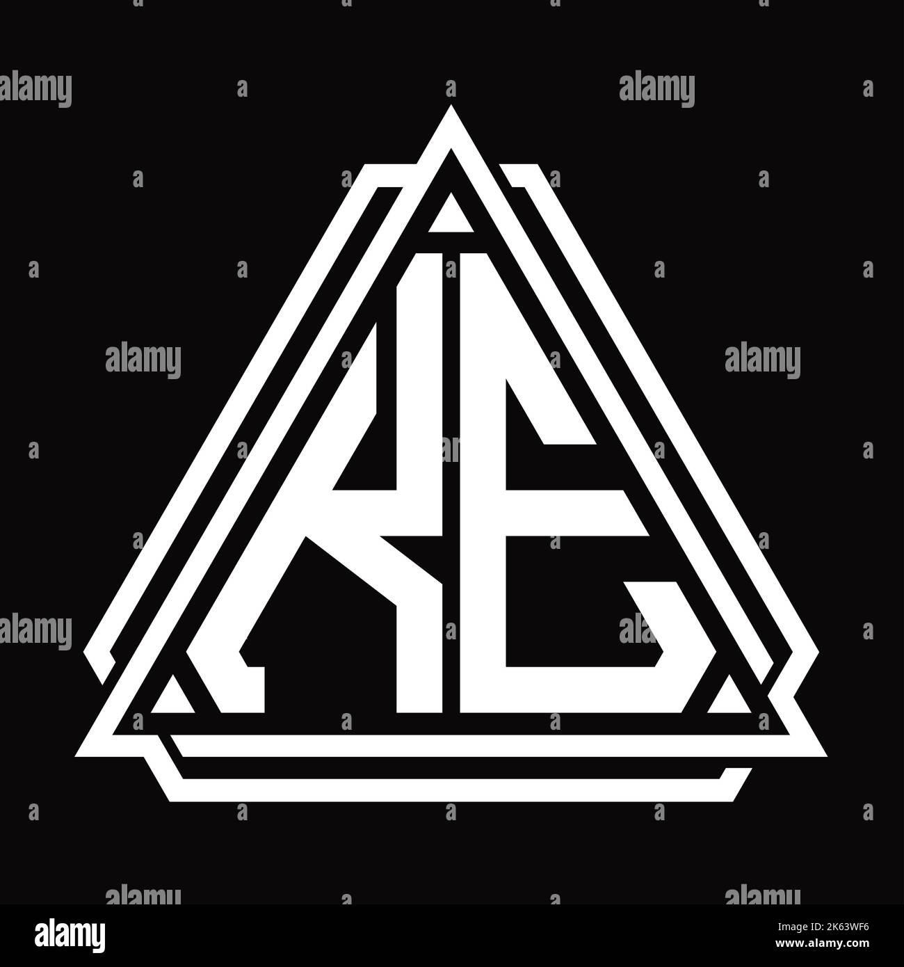 KE Logo letter monogram with triangle shape design template isolated on