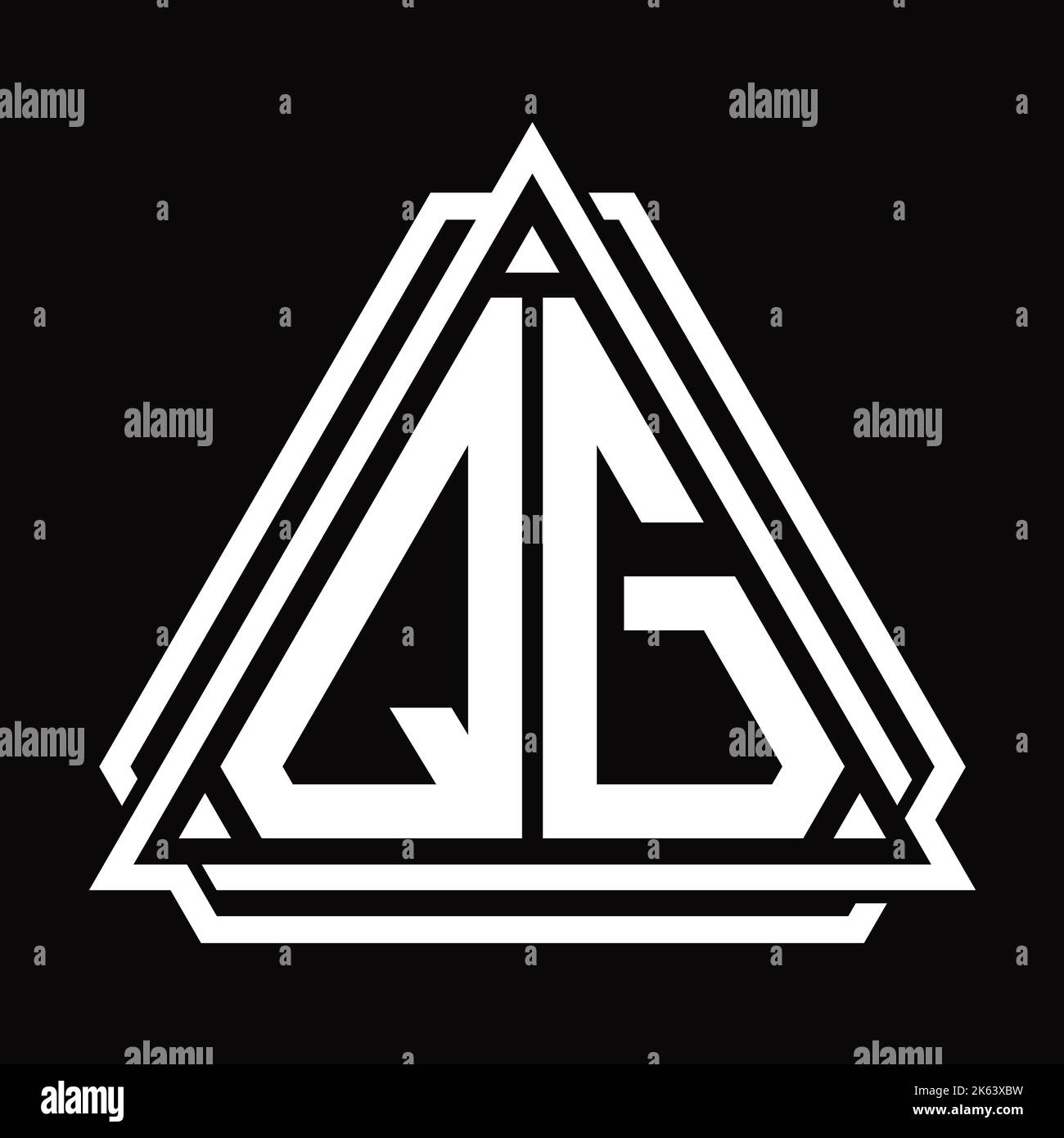 QG Logo letter monogram with triangle shape design template isolated on ...