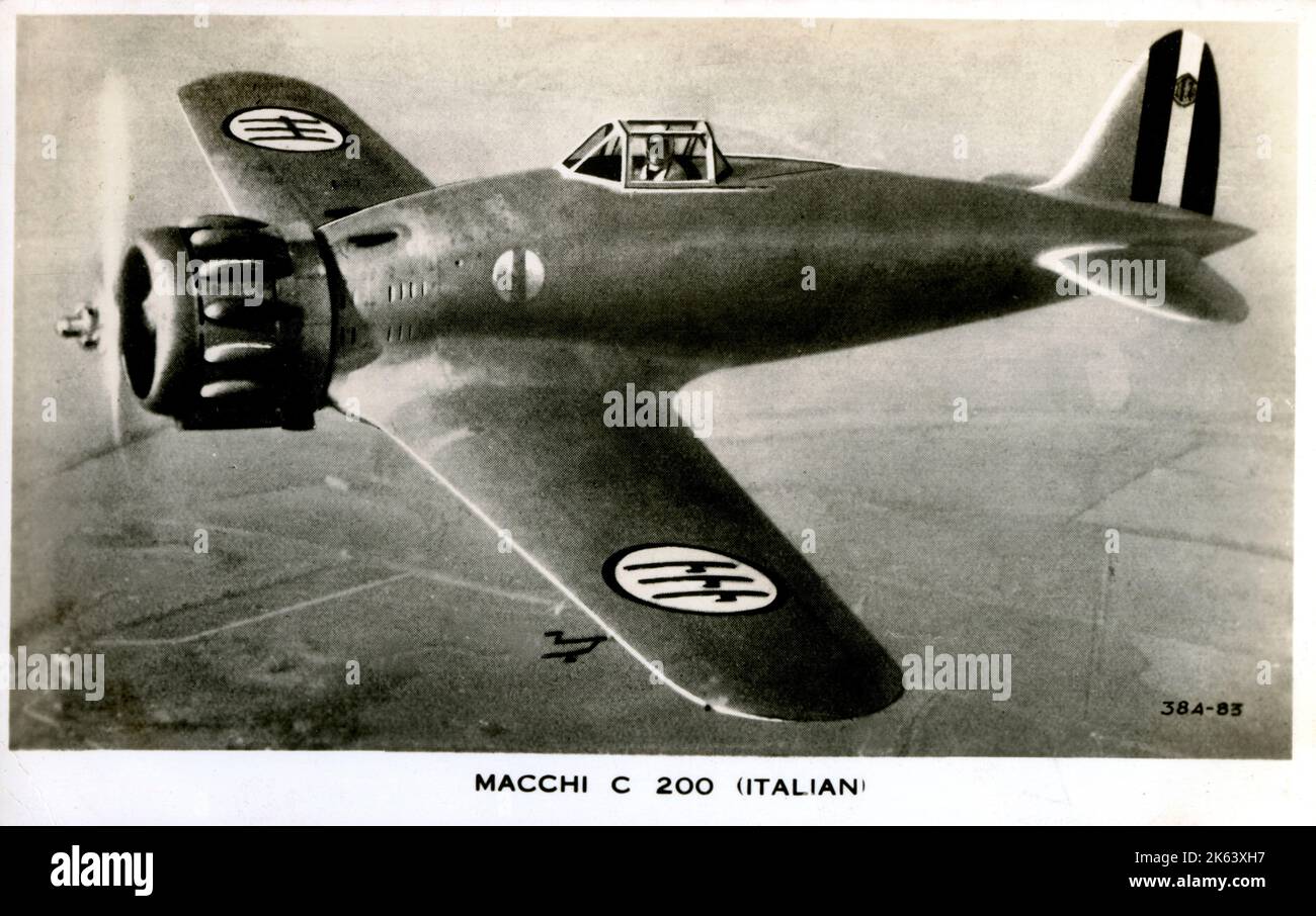 WW2 - Macchi C 200 (Italian) Aeroplane. Stock Photo