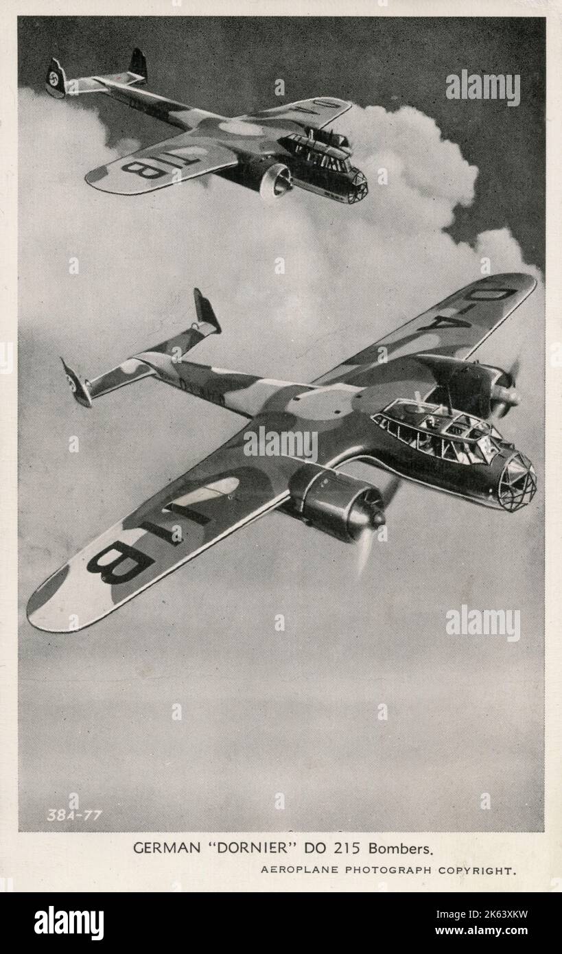 WW2 Propaganda photo of a German Dornier Do 215 bomber banking WW2 Propaganda photo of a German Dornier Do 215 bomber banking