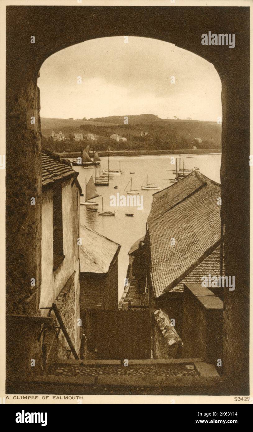 A Glimpse of Falmouth Harbour, Cornwall. Stock Photo