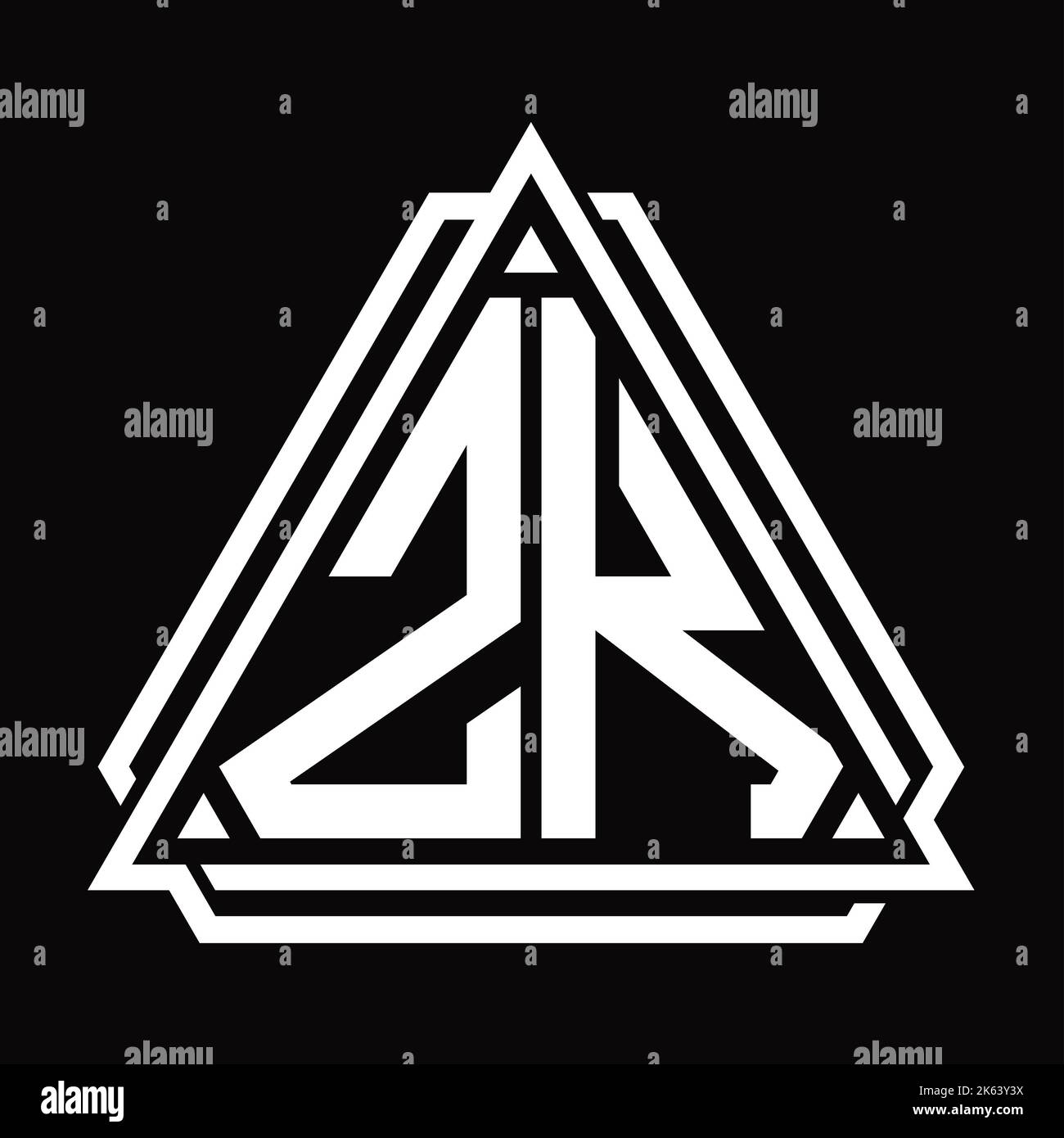 ZK Logo letter monogram with triangle shape design template isolated on ...