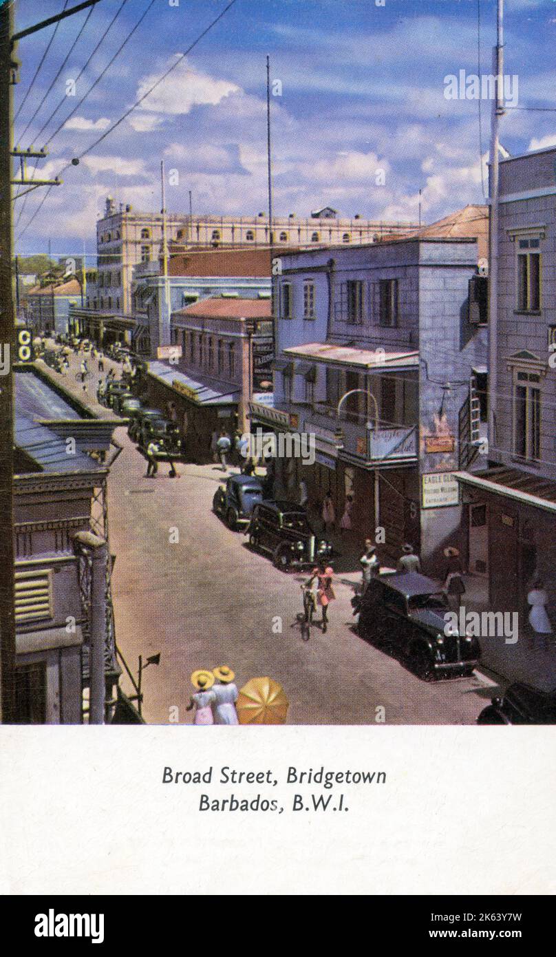 Broad Street, Bridgetown, Barbados, West Indies. circa 1950s Stock