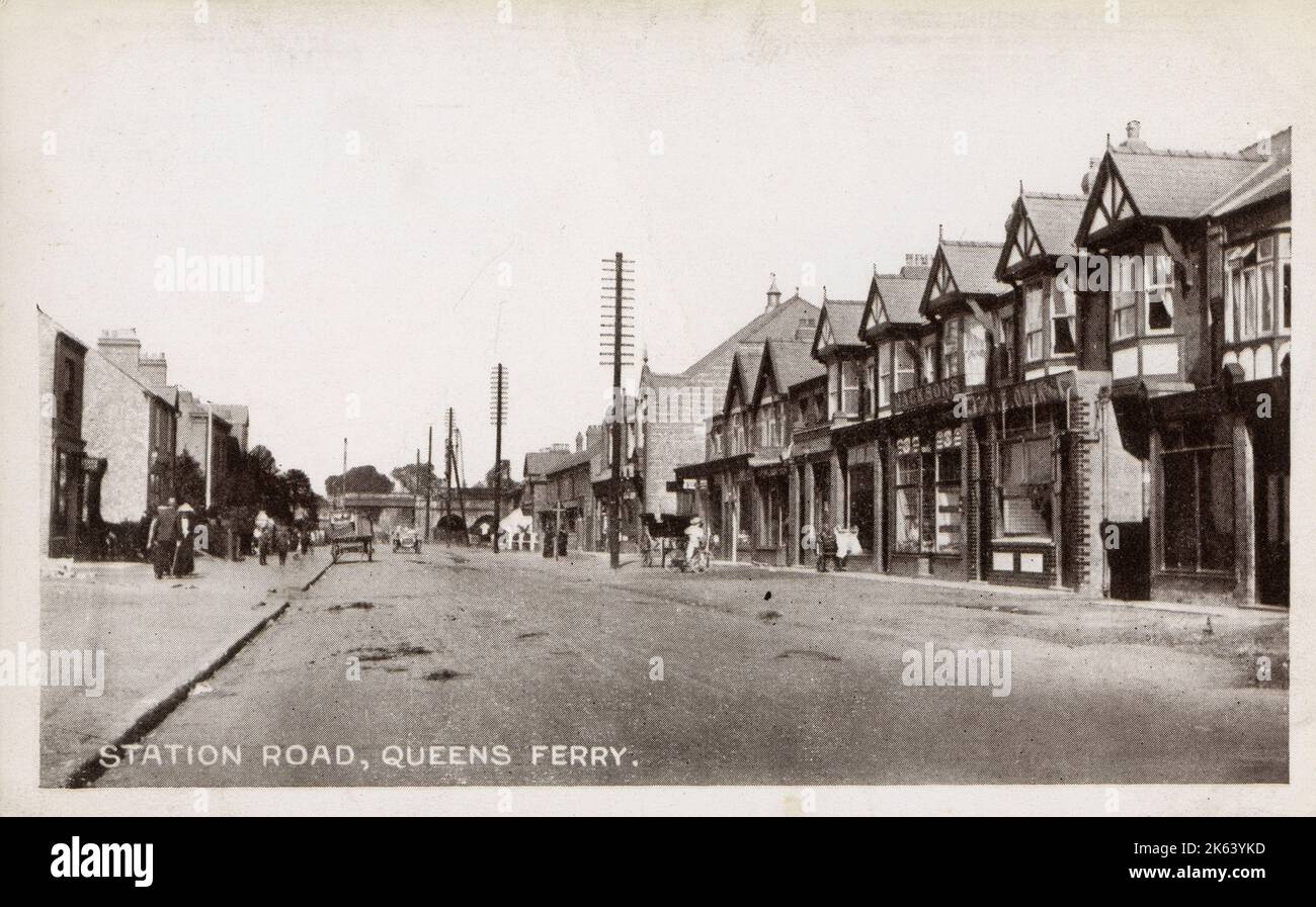 Station Road, Queensferry, Deeside, Wales. 1923 Stock Photo Alamy