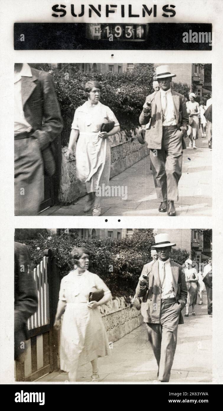 A couple strolling along Hope Road, Shanklin, Isle of Wight, Hampshire