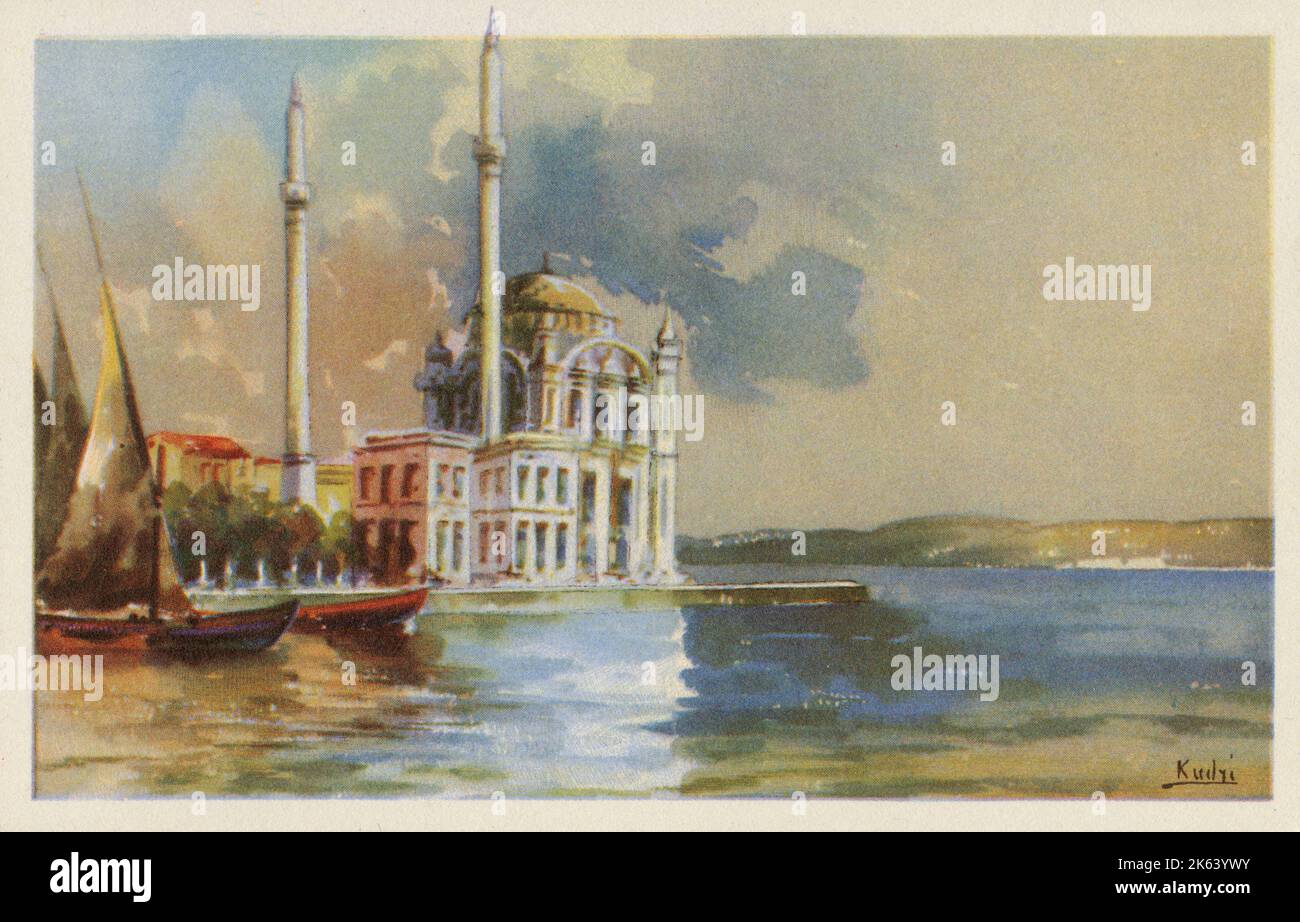Ortakoy Mosque (Ortakoy Camii), officially the Buyuk Mecidiye Camii (Grand Imperial Mosque of Sultan Abdulmecid) in Besiktas, Istanbul, Turkey Stock Photo