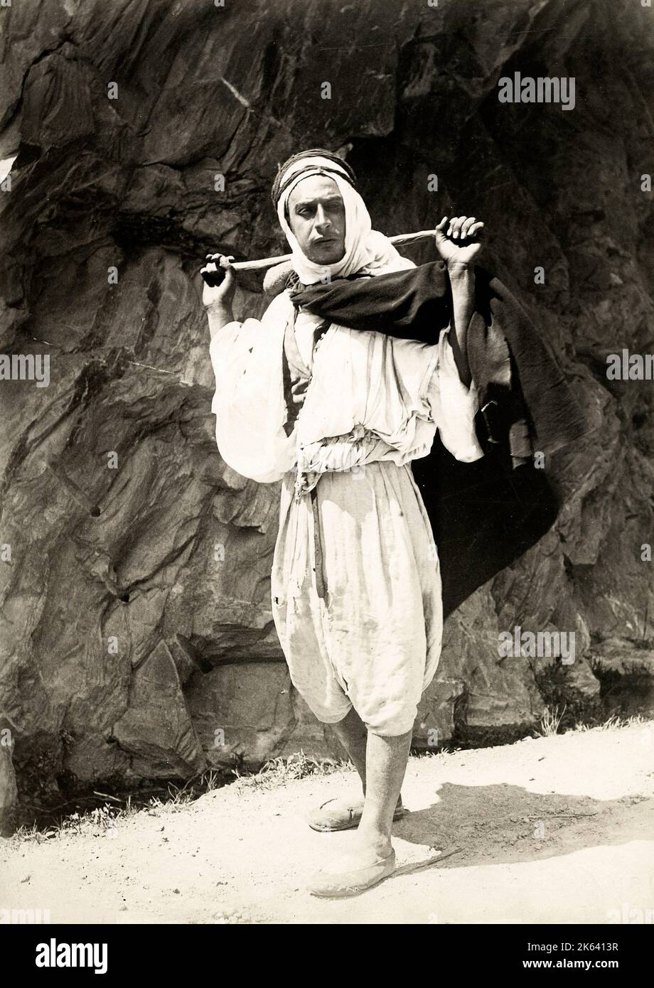 19th century vintage photograph: Kabyle - Arab man in Algeria, North Africa Stock Photo