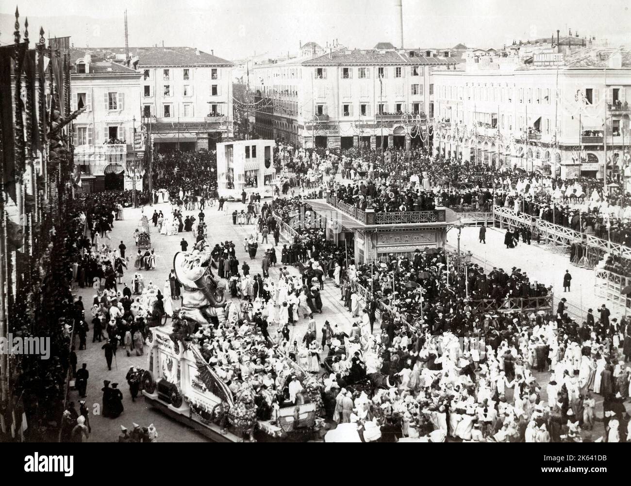 Vintage 19th century photograph: Festival procession, south of France Stock Photo