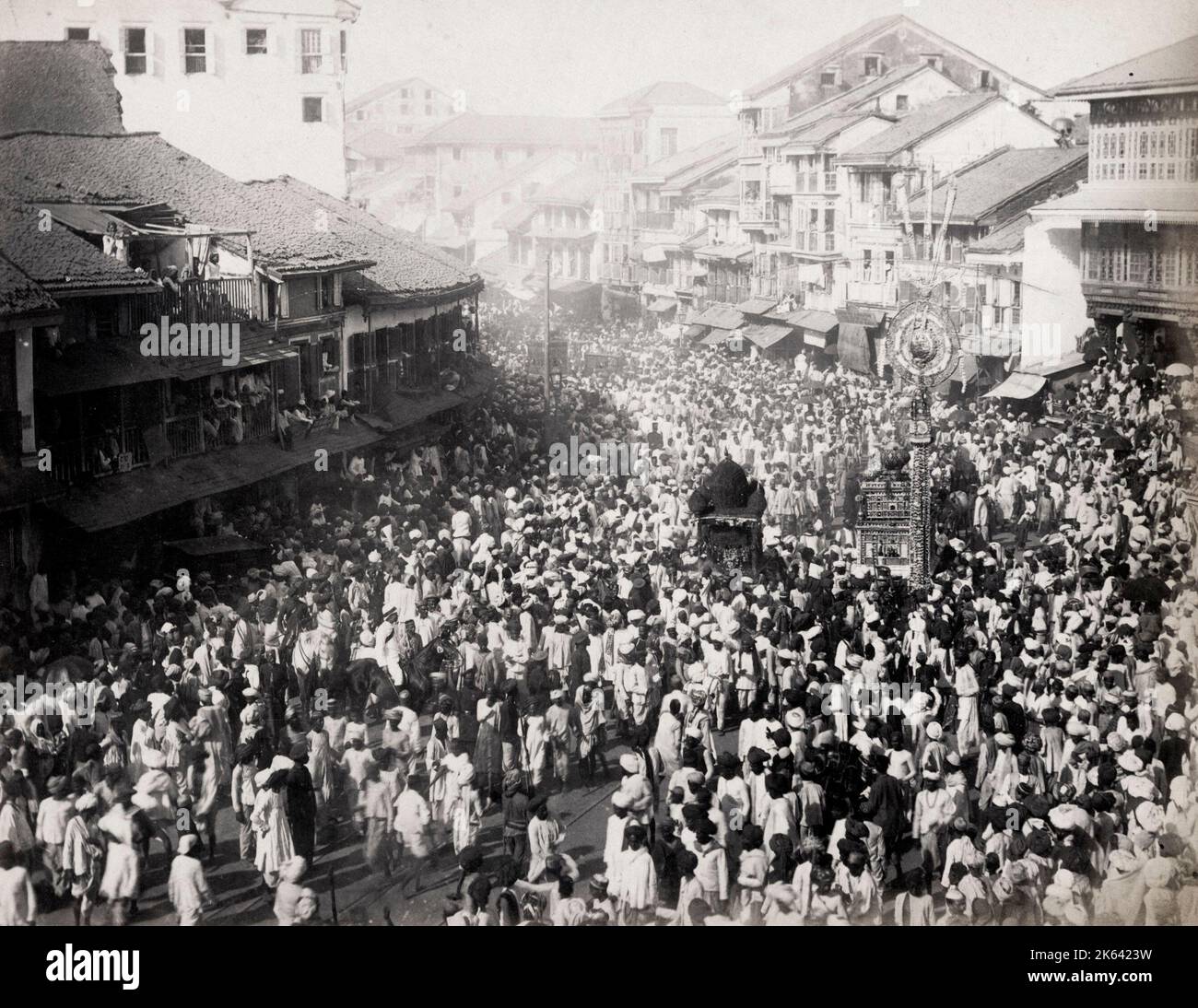 Muharrmam procession, Bombay, Mumbai, India, Islam, Muslim. Vintage 19th century photograph Stock Photo