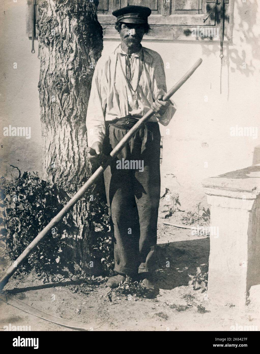 Caucasus Georgia Kislovodsk - an old soldier. Vintage 19th century photograph. Stock Photo