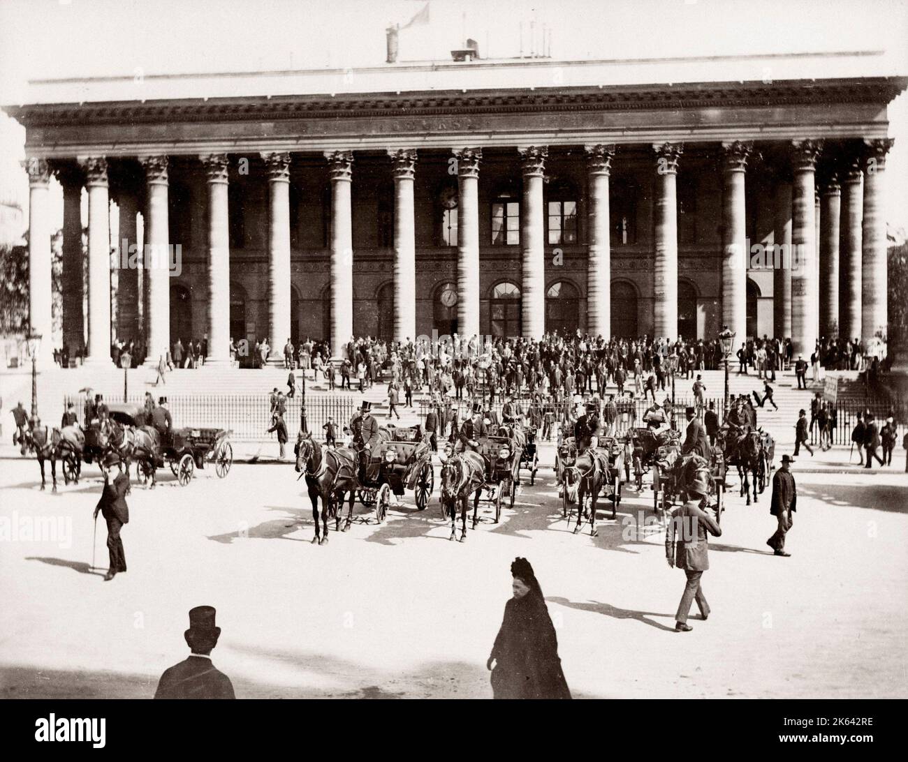 Paris Bourse, France c.1890s with hackney carriages - stock exchange Stock Photo