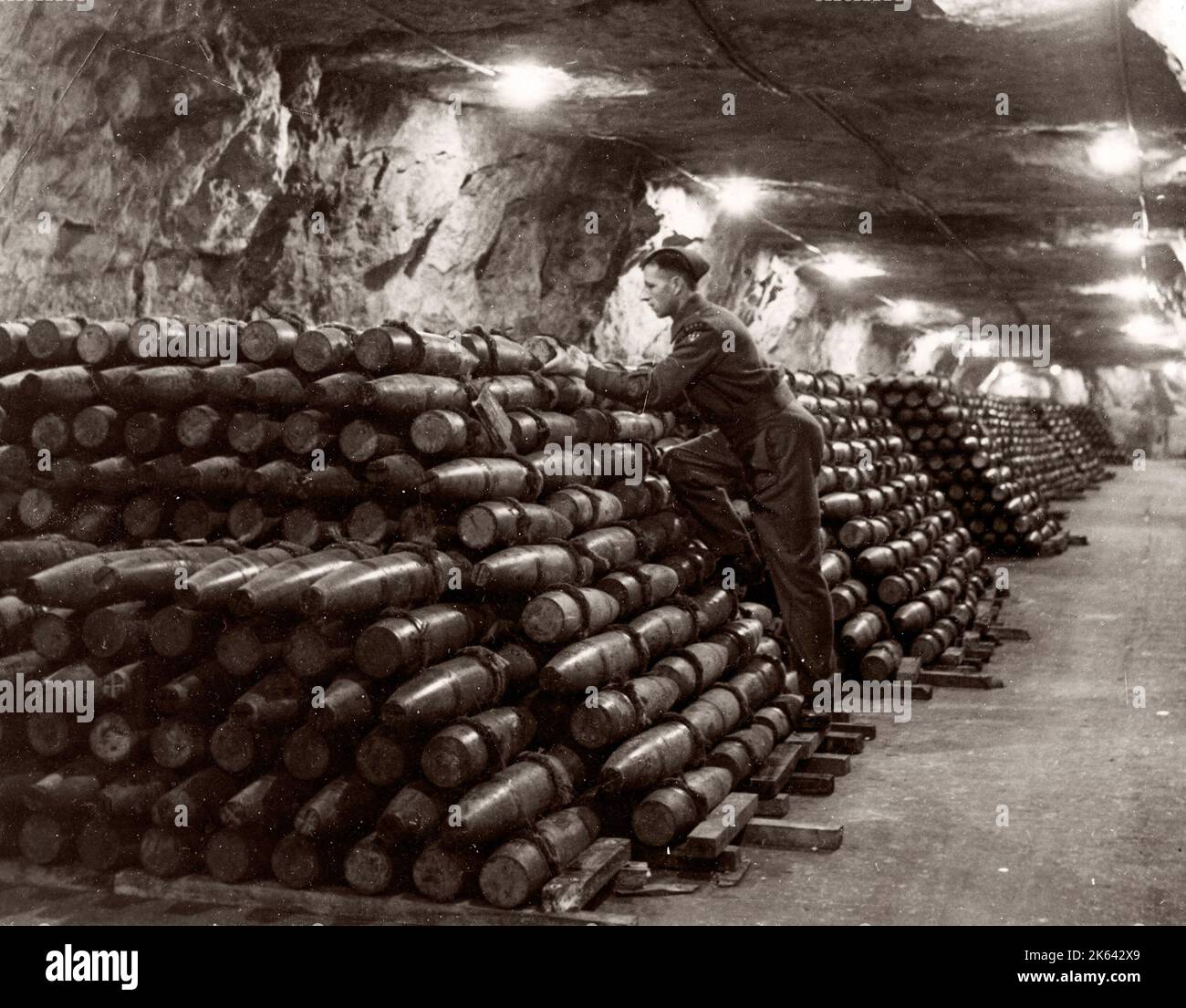 World War II WW2 - shell store Stock Photo