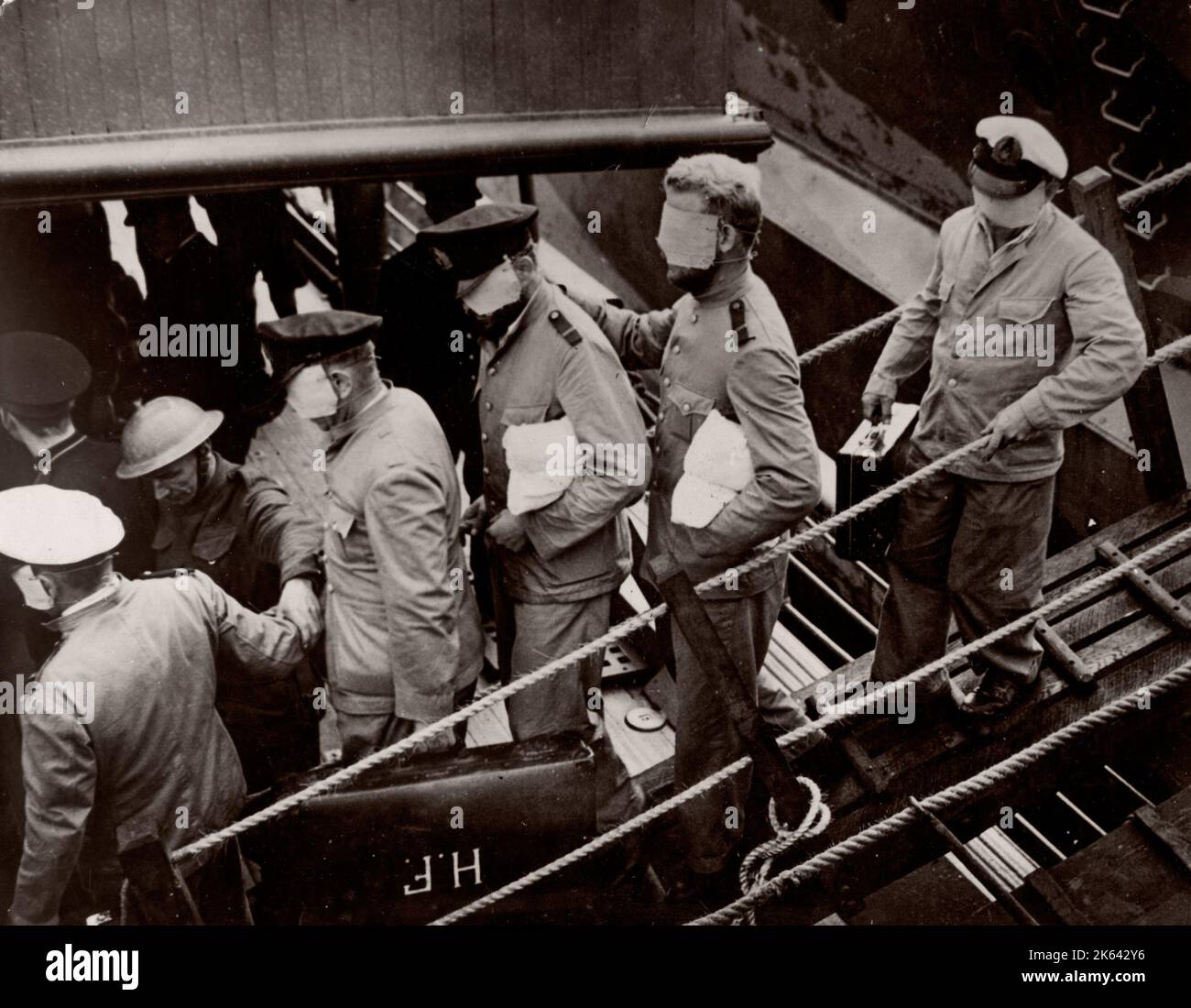 World War II WW2 - German prisoners with blindfolds Stock Photo