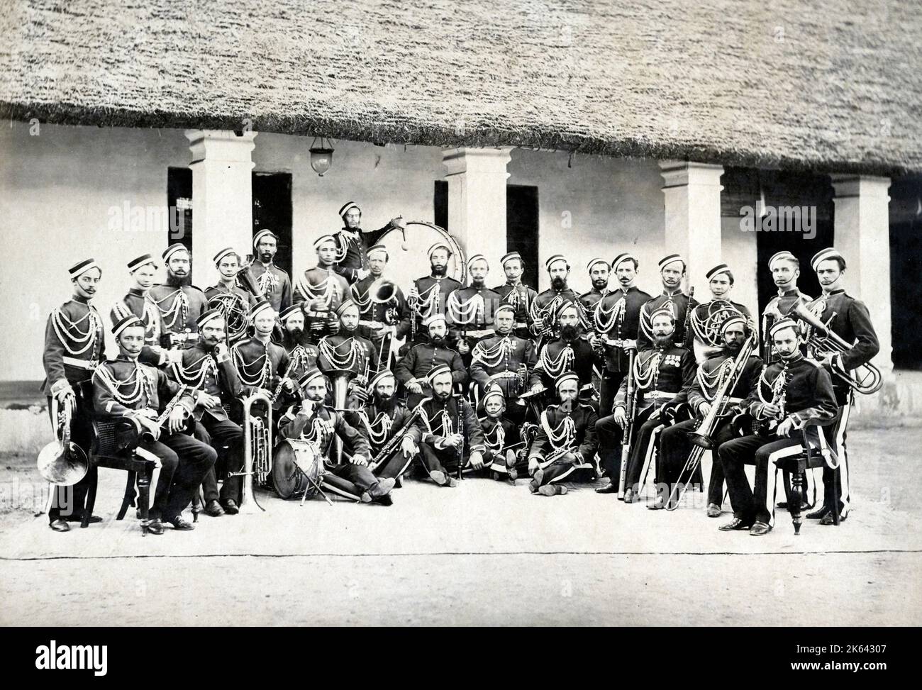 19th century vintage photograph: Band on the 2nd Dragoon Guards, India 1866 Stock Photo