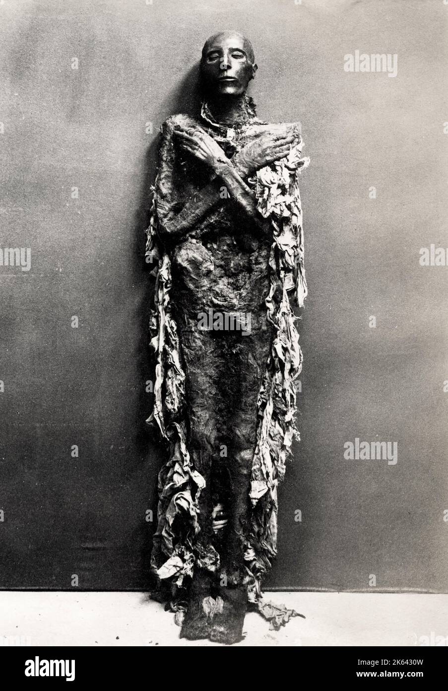 19th century vintage photograph: Full length Egyptian mummy Stock Photo