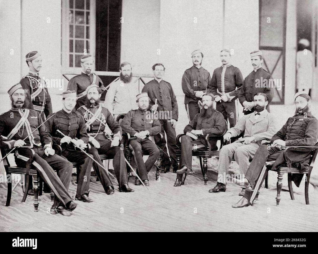 Vintage 19th century photograph - British army in India - officers of the 5th Lancers 1865 Stock Photo