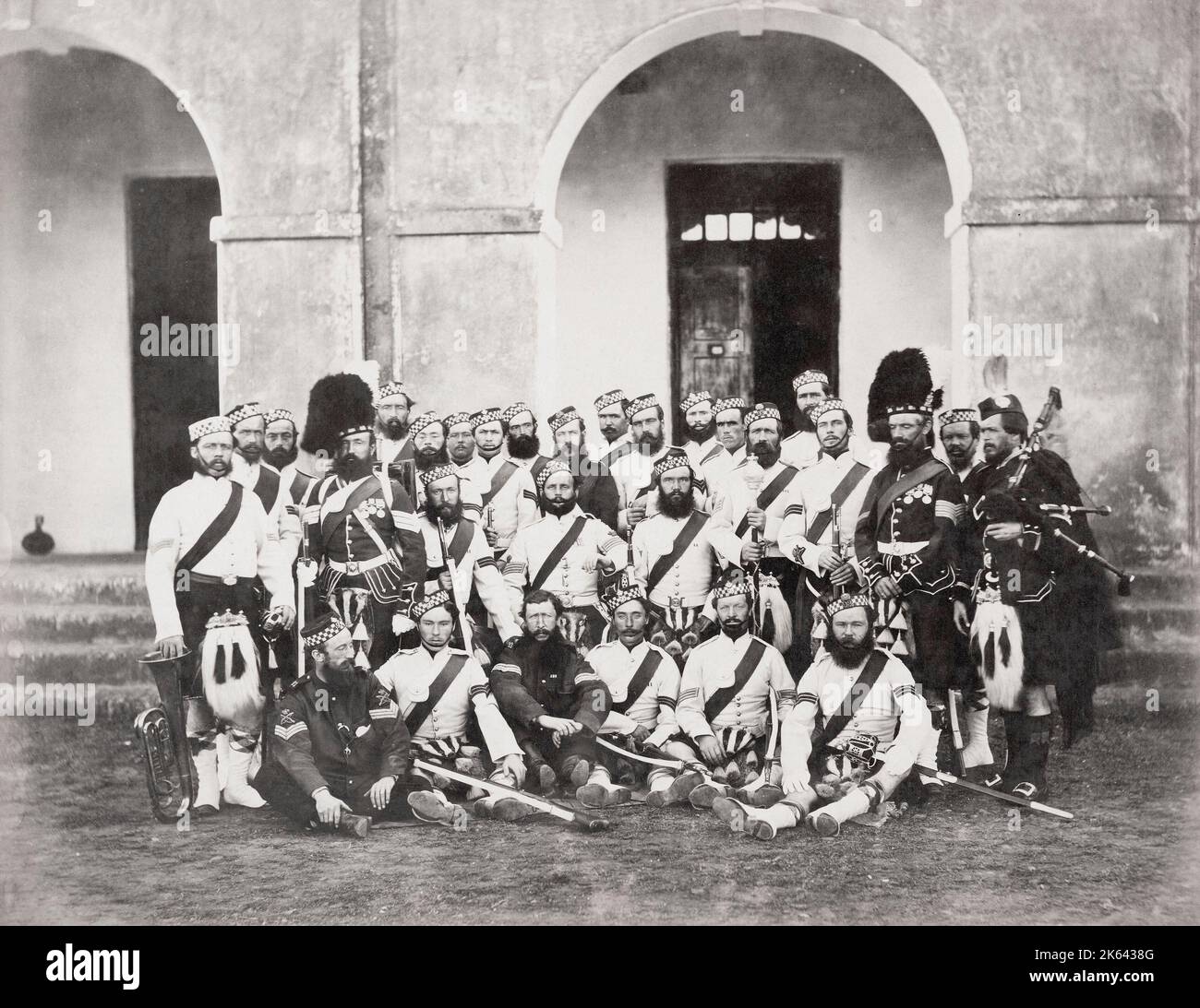 British army in India - NC officers of the 93rd Highlanders 1864 Stock Photo