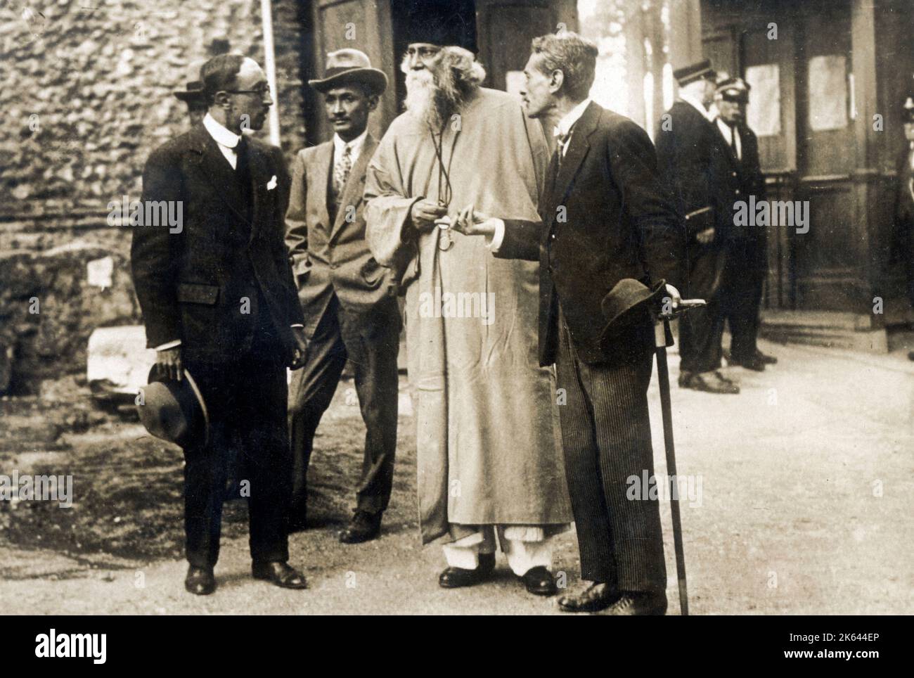 Rabindranath Tagore FRAS (born Robindronath Thakur) (1861-1941) (also: Gurudev, Kobiguru, Biswakobi) - an Indian polymath, poet, writer, playwright, composer, philosopher, social reformer and painter. Pictured here on his first visit to Germany in 1921. Stock Photo