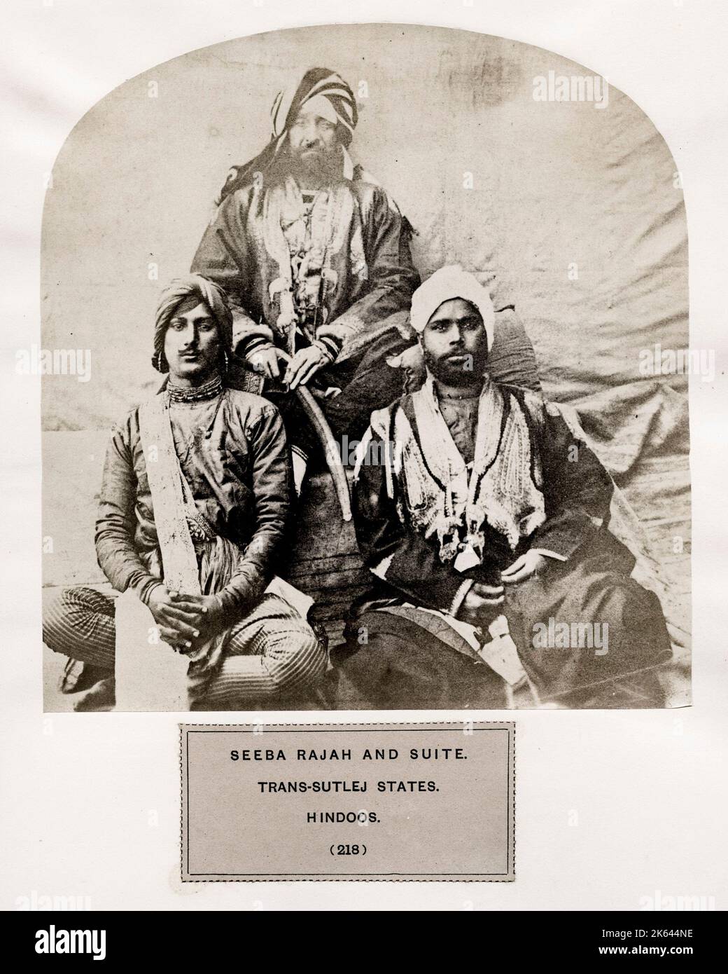 The People of India: A Series of Photographic Illustrations, with Descriptive Letterpress, of the Races and Tribes of Hindustan - published in the 1860s under order of the Viceroy, Lord Canning - Seeba Rajah and suite, Trans-Sutlej States, Hindoos. Raja, Hindu. Stock Photo
