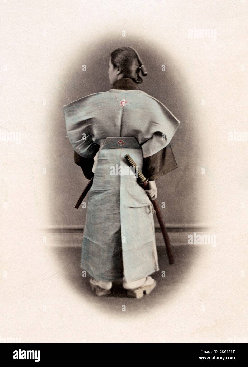 Late 19th century vintage photograph: Soldier with sword, Japan. Stock Photo