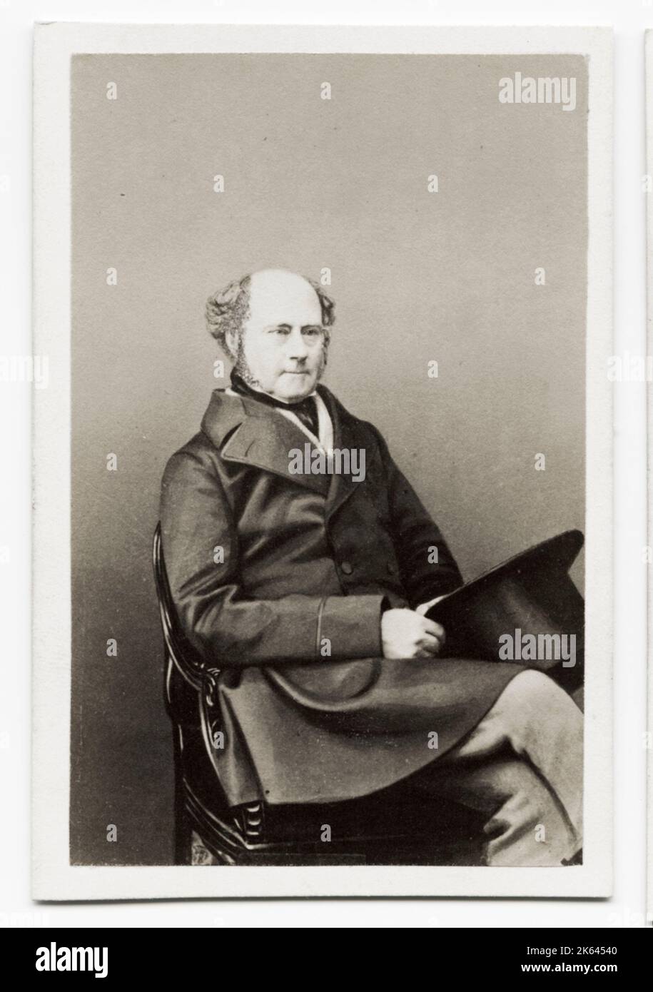 Vintage 19th century photograph: captioned on the back as General Sir William John Codrington, GCB (26 November 1804 - 6 August 1884) was a British Army officer and politician who served in the Crimean War. There is a strong resmblance, but an image of him taken in 1855 shows a man with greyer hair. Stock Photo