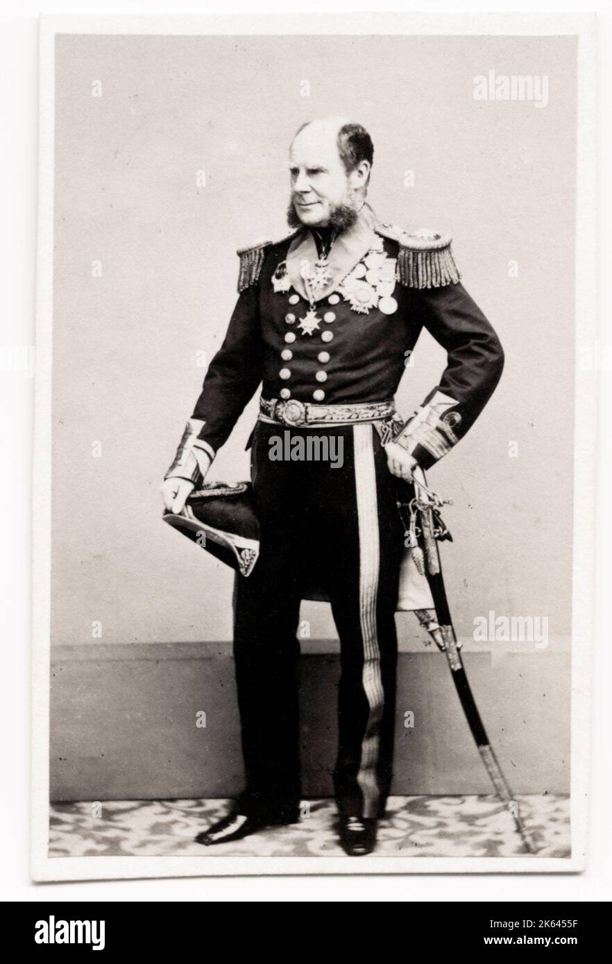 Vintage 19th century photograph: Admiral of the Fleet The Honourable Sir Henry Keppel GCB, OM (14 June 1809 - 17 January 1904) was a Royal Navy officer. Stock Photo