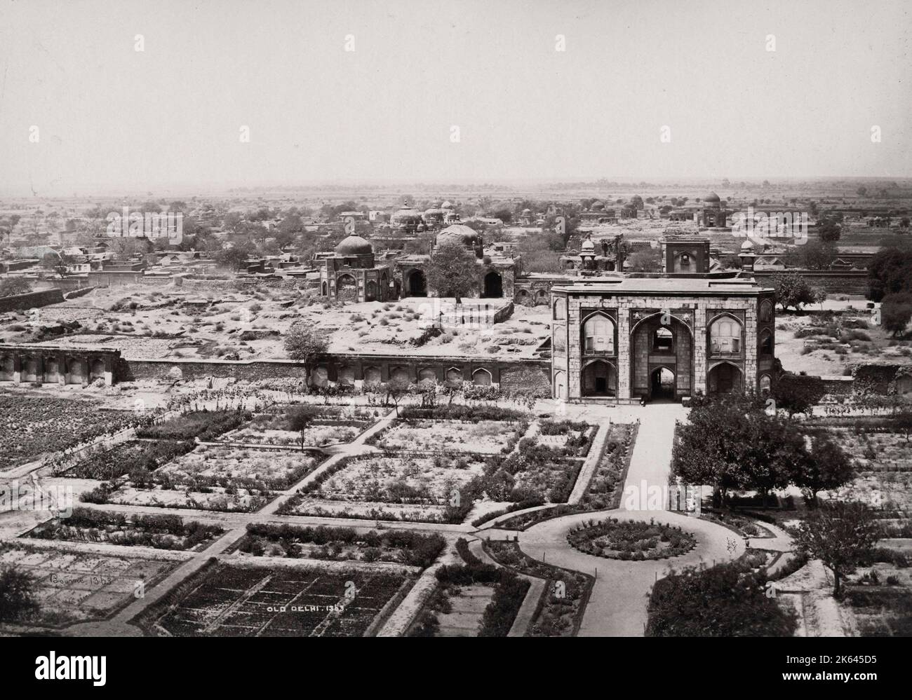 19th century vintage photograph: ruins of old Delhi, India, Samuel Bourne. Stock Photo