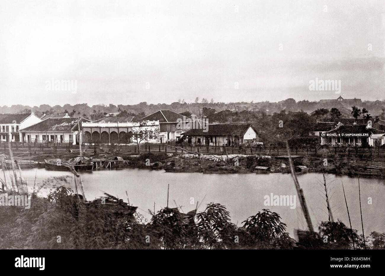 c.1870s Indochina Indochine - Vietnam - view of the harbour at Saigon Ho Chi Minh City Stock Photo