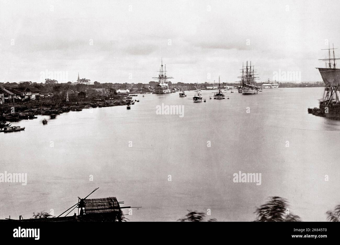 c.1870s Indochina Indochine - Vietnam - view of the harbour at Saigon Ho Chi Minh City Stock Photo