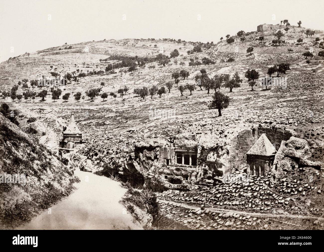 Photograph by Francis Frith, from his trip to Egypt, Palestine and the wider Holy lands in 1857 - the valley of Jehoshaphat, Jerusalem. Stock Photo