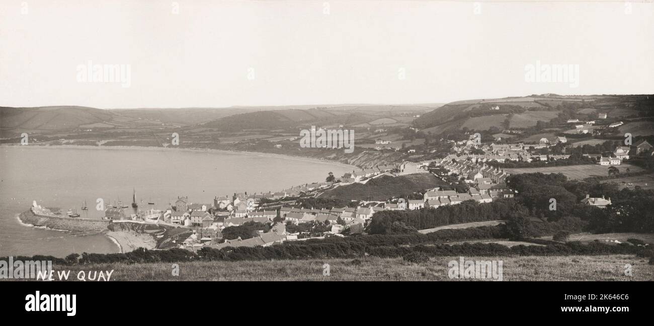 19th century vintage photograph: harbour at Newquay, Cornwall Stock Photo