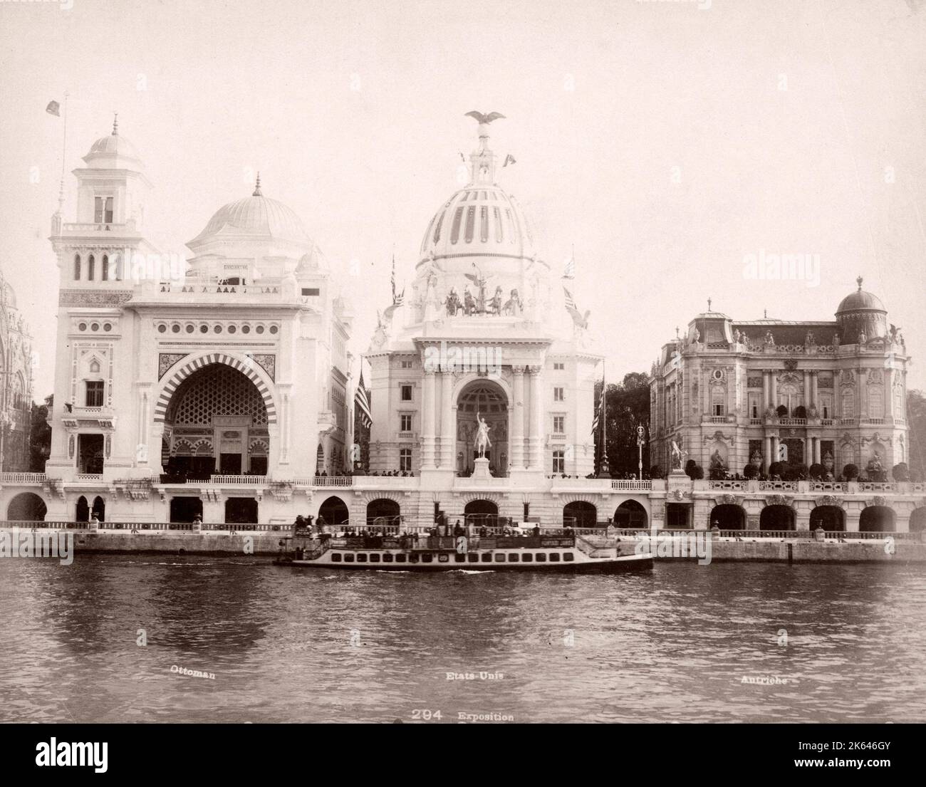 19th century vintage photograph France - pavilions at the The Exposition Universelle Universal of 1900 Stock Photo