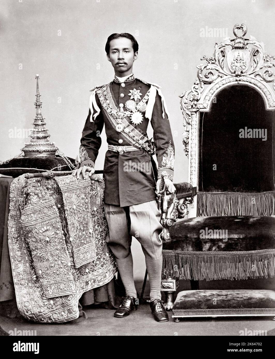 c.1880 South East Asia - Chulalongkorn, or Rama V, King of Siam, Thailand Stock Photo