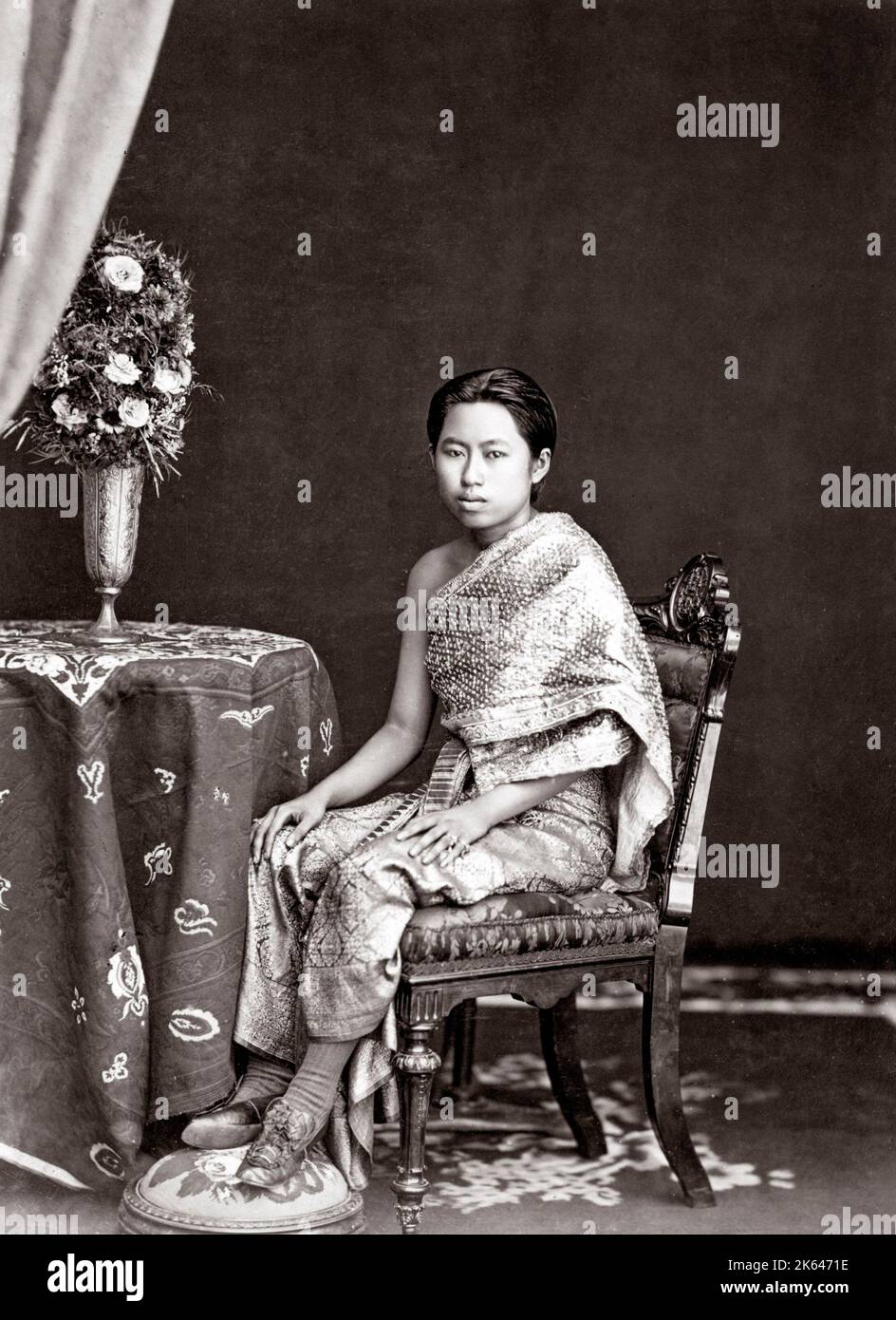 c.1880 South East Asia - Thailand Siam royal princess or consort, Rama V, royal family Stock Photo