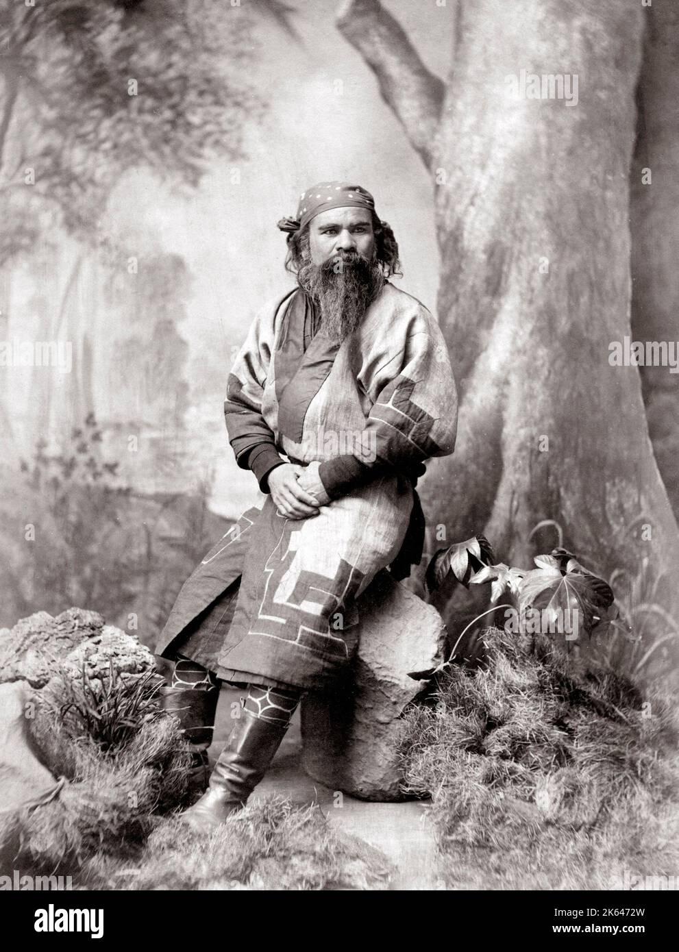 c.1880's Japan - Aino or Ainu man Hokkaido Stock Photo