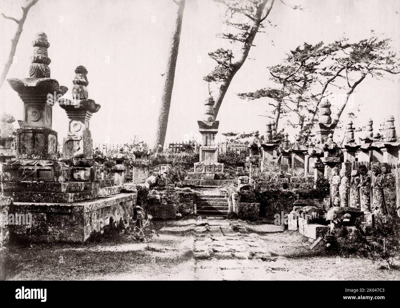 1870's Japan - graveyard of high-ranking officials - from 'The Far East' magazine Stock Photo