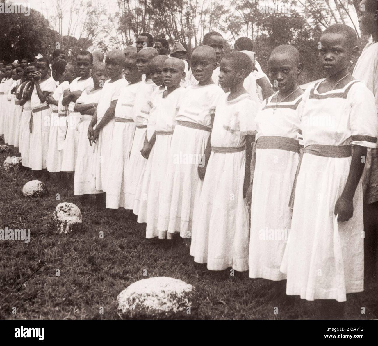 1940s East Africa - Uganda -Mmbarara - - girls of a Christian mission school Photograph by a British army recruitment officer stationed in East Africa and the Middle East during World War II Stock Photo