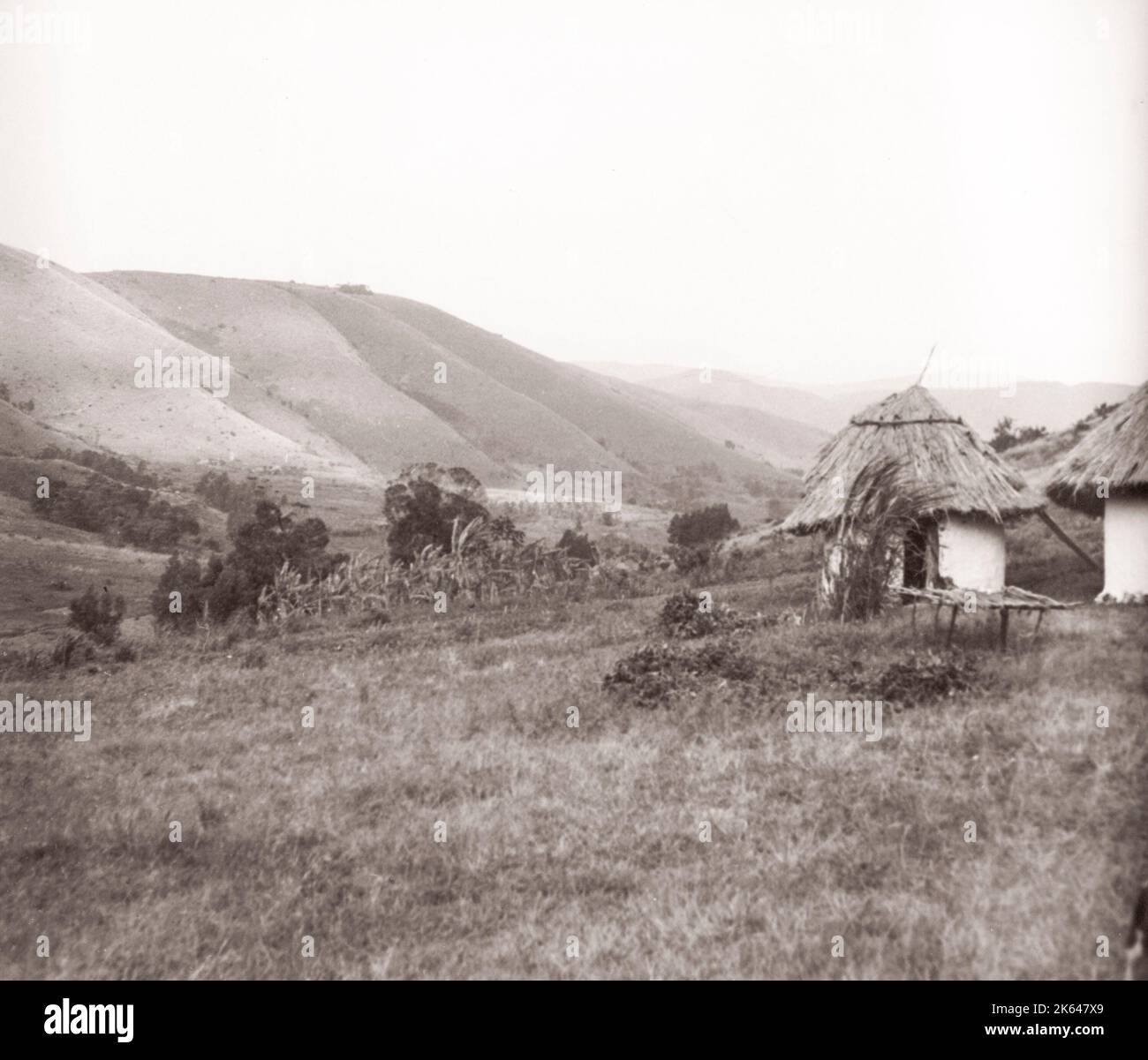 1940s East Africa - Uganda - houses, huts in the Marusange Valley Photograph by a British army recruitment officer stationed in East Africa and the Middle East during World War II Stock Photo