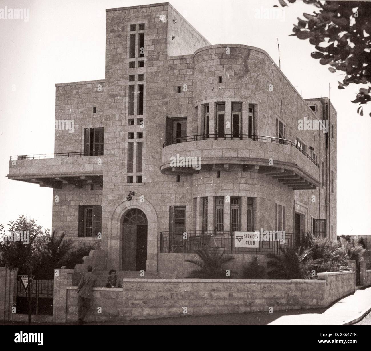 1943 - Jerusalem, Palestine (Israel) - modern architecture, new buildings Photograph by a British army recruitment officer stationed in East Africa and the Middle East during World War II Stock Photo